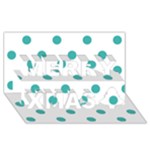 Polka Dots - Verdigris on White Merry Xmas 3D Greeting Card (8x4)