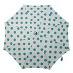 Polka Dots - Verdigris on White Hook Handle Umbrella (Large)