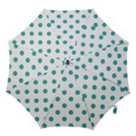 Polka Dots - Verdigris on White Hook Handle Umbrella (Small)