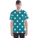 Polka Dots - White on Teal Men s Sport Mesh Tee