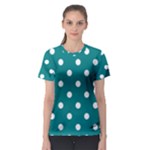 Polka Dots - White on Teal Women s Sport Mesh Tee