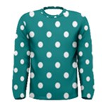 Polka Dots - White on Teal Men s Long Sleeve T-shirt
