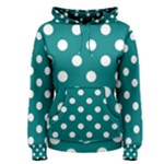 Polka Dots - White on Teal Women s Pullover Hoodie