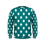 Polka Dots - White on Teal Kid s Sweatshirt