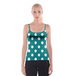 Polka Dots - White on Teal Spaghetti Strap Top