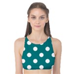 Polka Dots - White on Teal Tank Bikini Top