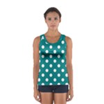 Polka Dots - White on Teal Women s Sport Tank Top