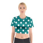 Polka Dots - White on Teal Cotton Crop Top