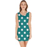 Polka Dots - White on Teal Bodycon Dress