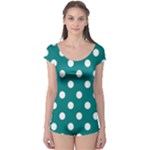 Polka Dots - White on Teal Boyleg Leotard (Ladies)