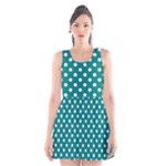 Polka Dots - White on Teal Scoop Neck Skater Dress