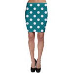 Polka Dots - White on Teal Bodycon Skirt