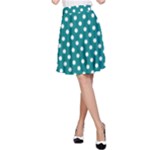 Polka Dots - White on Teal A-Line Skirt