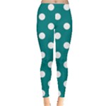 Polka Dots - White on Teal Women s Leggings