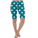 Polka Dots - White on Teal Cropped Leggings