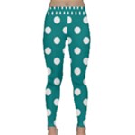 Polka Dots - White on Teal Yoga Leggings