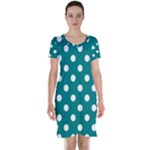 Polka Dots - White on Teal Short Sleeve Nightdress