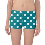 Polka Dots - White on Teal Boyleg Bikini Bottoms