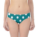Polka Dots - White on Teal Hipster Bikini Bottoms