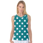 Polka Dots - White on Teal Women s Basketball Tank Top
