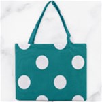 Polka Dots - White on Teal Mini Tote Bag