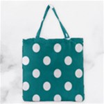 Polka Dots - White on Teal Grocery Tote Bag