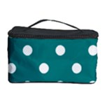 Polka Dots - White on Teal Cosmetic Storage Case