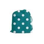 Polka Dots - White on Teal Drawstring Pouch (M)