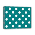 Polka Dots - White on Teal Deluxe Canvas 14  x 11  (Stretched)