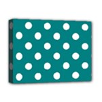 Polka Dots - White on Teal Deluxe Canvas 16  x 12  (Stretched)