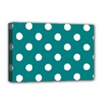 Polka Dots - White on Teal Deluxe Canvas 18  x 12  (Stretched)