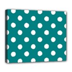 Polka Dots - White on Teal Deluxe Canvas 24  x 20  (Stretched)