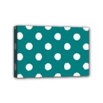 Polka Dots - White on Teal Mini Canvas 6  x 4  (Stretched)