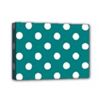 Polka Dots - White on Teal Mini Canvas 7  x 5  (Stretched)