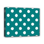 Polka Dots - White on Teal Canvas 10  x 8  (Stretched)