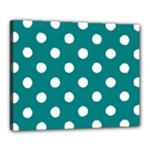 Polka Dots - White on Teal Canvas 20  x 16  (Stretched)