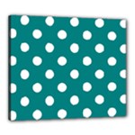 Polka Dots - White on Teal Canvas 24  x 20  (Stretched)