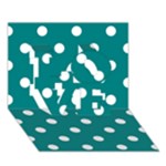 Polka Dots - White on Teal LOVE 3D Greeting Card (7x5)