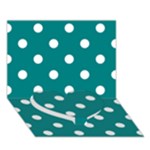Polka Dots - White on Teal Heart Bottom 3D Greeting Card (7x5)