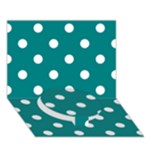 Polka Dots - White on Teal Circle Bottom 3D Greeting Card (7x5)