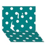 Polka Dots - White on Teal Apple 3D Greeting Card (7x5)