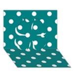 Polka Dots - White on Teal Clover 3D Greeting Card (7x5)