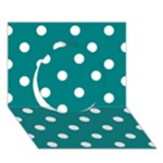 Polka Dots - White on Teal Circle 3D Greeting Card (7x5)