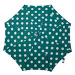 Polka Dots - White on Teal Hook Handle Umbrella (Medium)