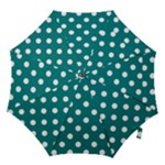 Polka Dots - White on Teal Hook Handle Umbrella (Small)