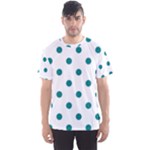 Polka Dots - Teal on White Men s Sport Mesh Tee