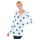 Polka Dots - Teal on White Women s Tie Up Tee