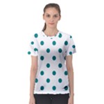 Polka Dots - Teal on White Women s Sport Mesh Tee