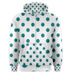Polka Dots - Teal on White Men s Zipper Hoodie