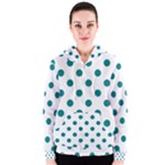 Polka Dots - Teal on White Women s Zipper Hoodie